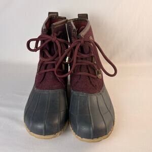 TOMMY HILIFIGER WOMENS TWREANNA4 LACE UP/SIDE ZIP 6M DUCK BOOT SHOES